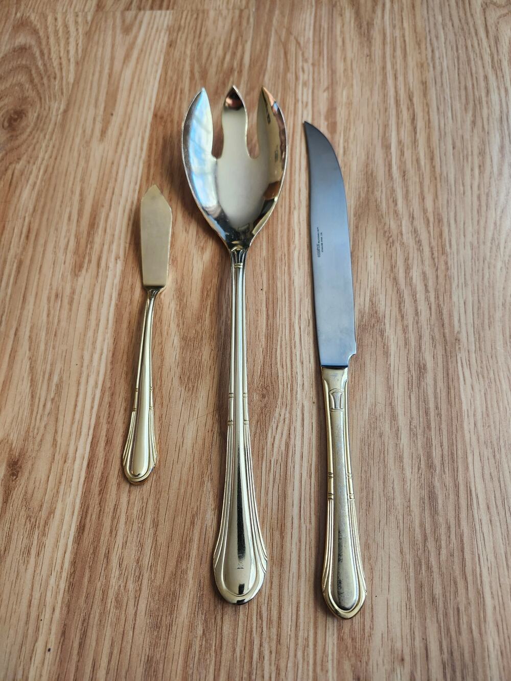 Hampton Silversmiths HSV149 Gold Electroplate Steak Knife Fork Spreader Lot